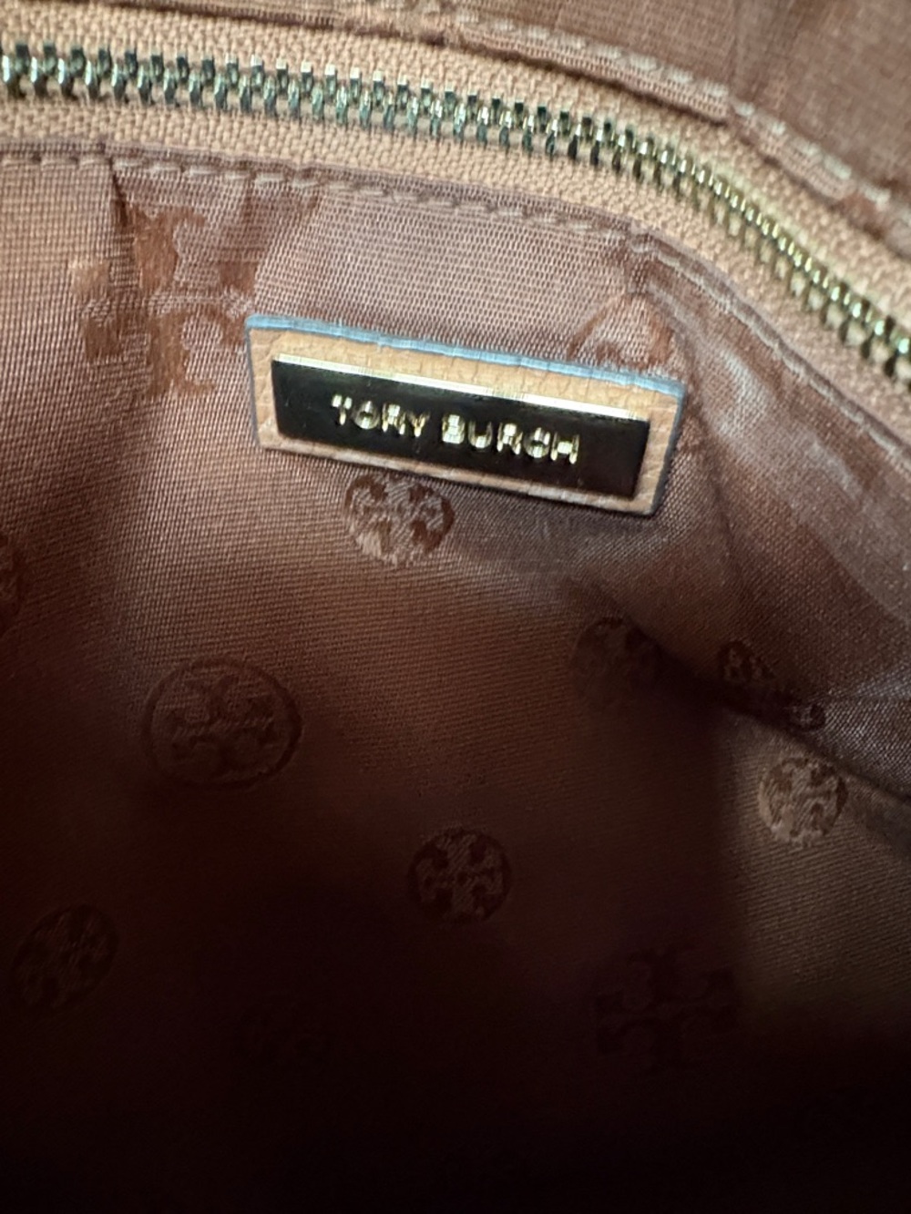 Tory Burch Chestnut Brown Pebbled Leather Tote with Tassel - Picture 3 of 10